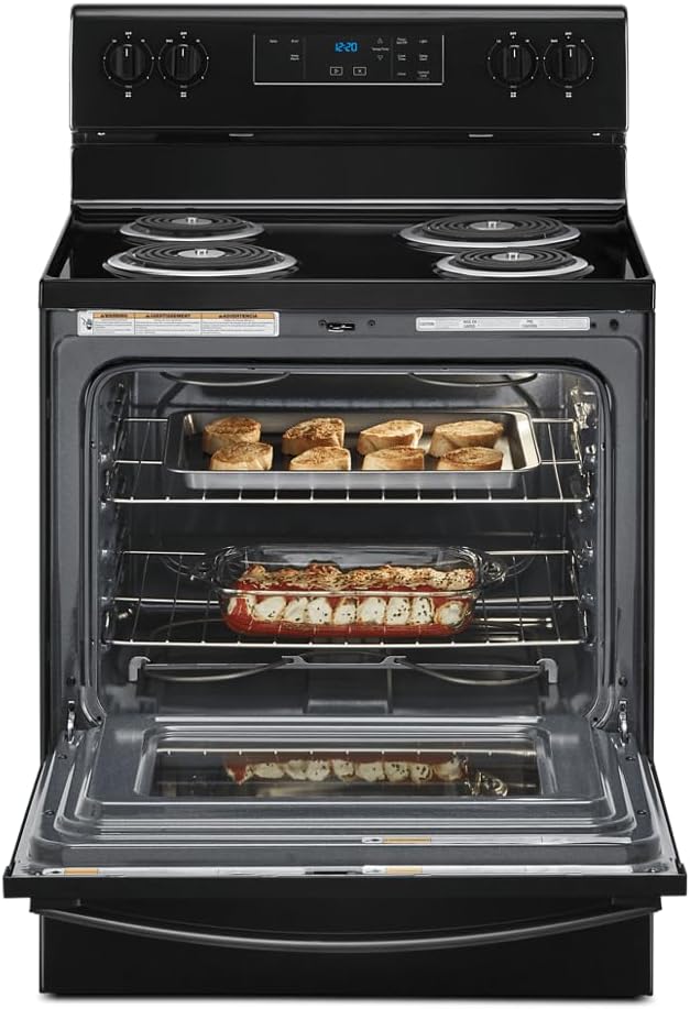 Whirlpool WFC150M0JB 30 in. 4.8 cu. ft. 4 Burner Element Electric Range with Keep Warm Setting in Black with Storage Drawer