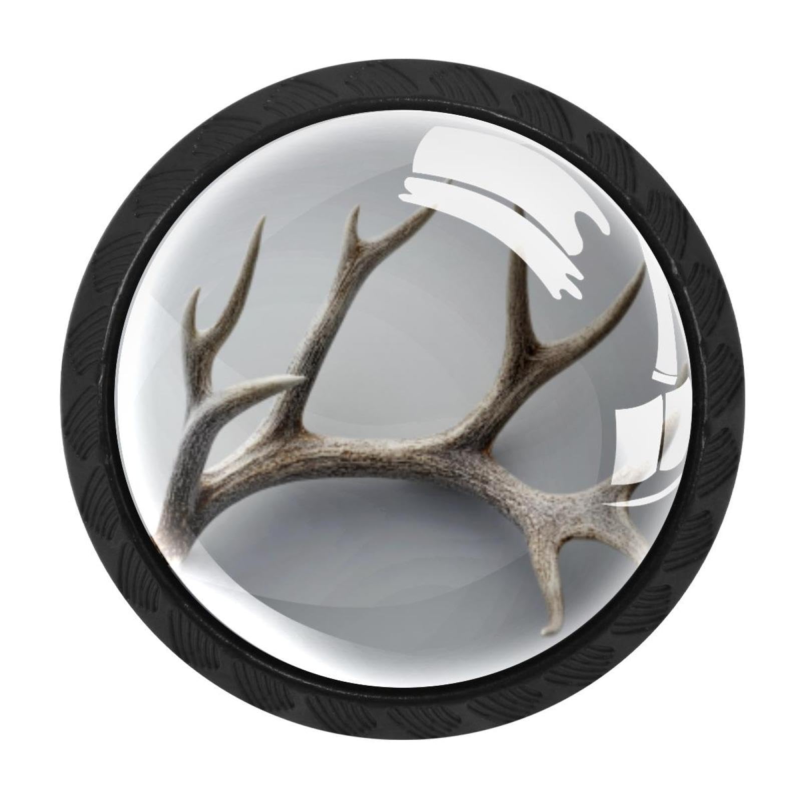 CHENZZZZ 4 Pieces Dresser Knobs Elk Antler (3) Drawer knobs Cabinet Knobs Pull Handles for Home Kitchen Office