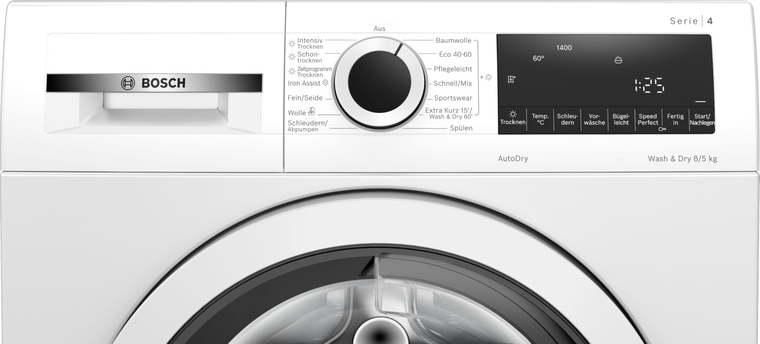 Bosch Serie 4 WNA13470 Waschtrockner 8 kg Waschen 5 kg Trocknen 1400 UpM AutoDry Iron Assist AquaStop