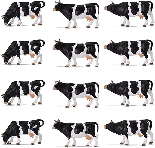 Miniatura 10 de AN4303 15PCS 143 Animales de granja Caballos y vacas Escala O PVC bien pintado caballo y vaca Uso para modelo Paisaje Decoración de escritorio