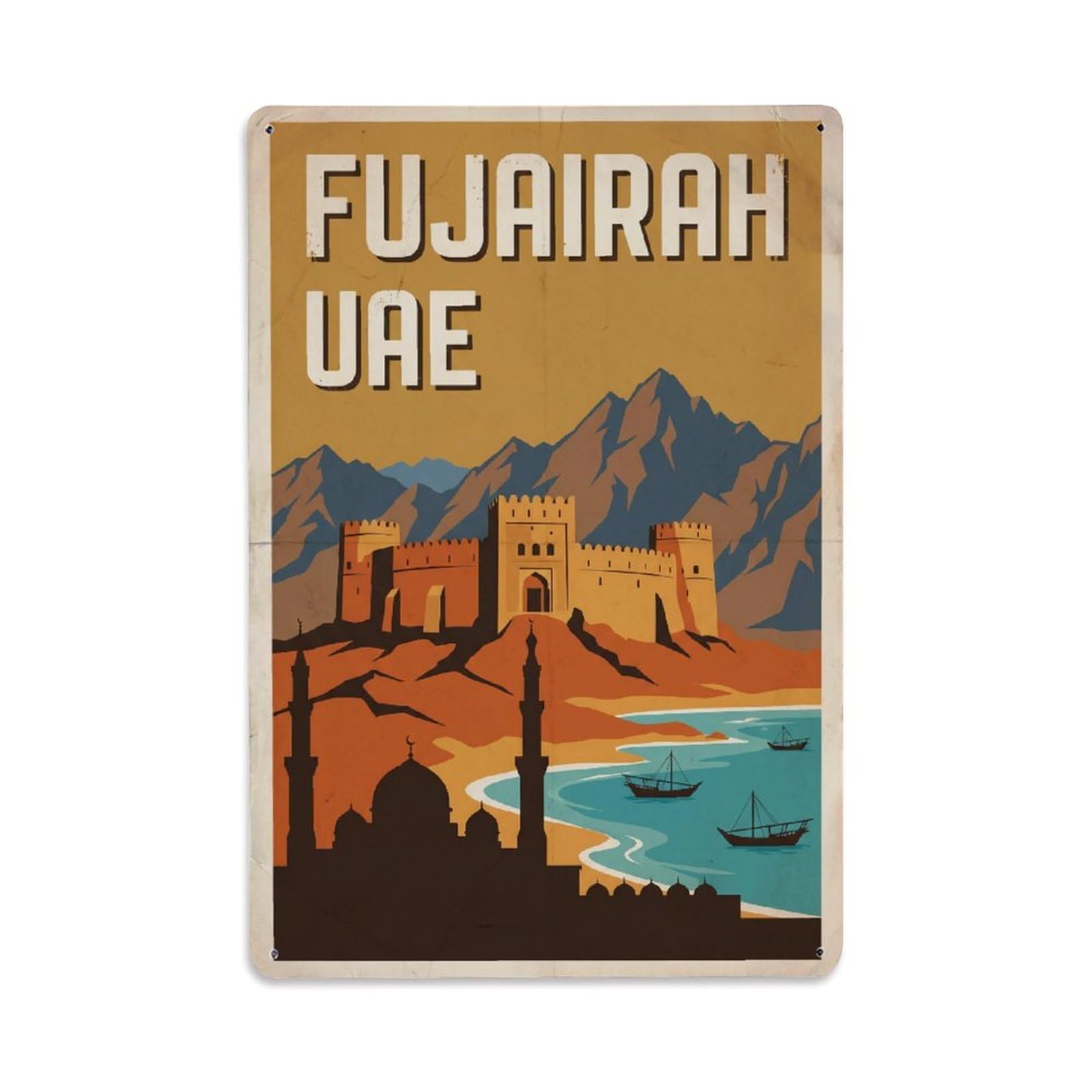 Metal Tin Sign UAE Fujairah Travel Retro
