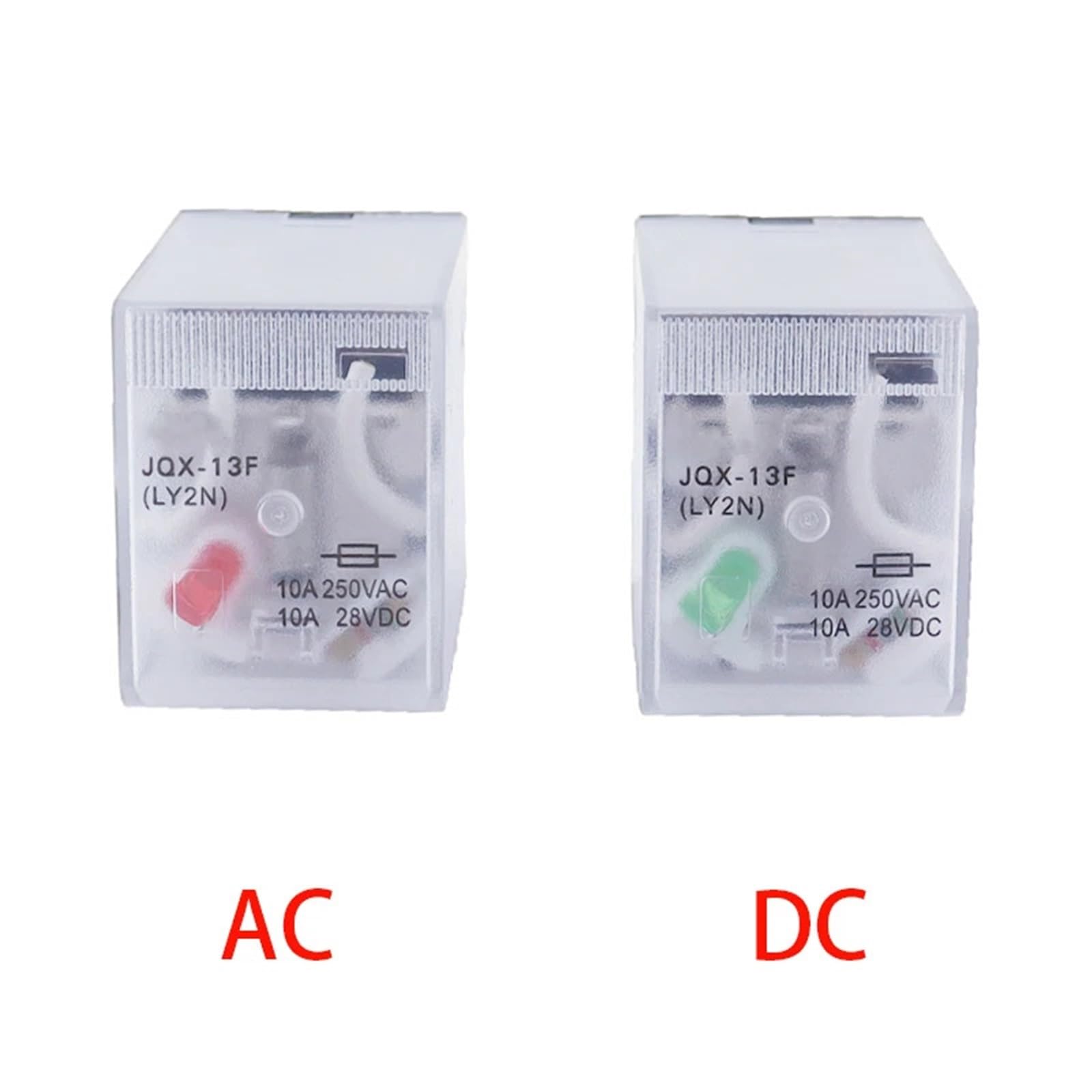 10 Ensembles LY2NJ 12VDC 24VDC 110VAC 220VAC Bobine Relais De Puissance Mini Relais 8 Broches DPDT 10A LY2N-J HH62P JQX-13F Avec Base De Prise PTF08A (Size : AC 380V