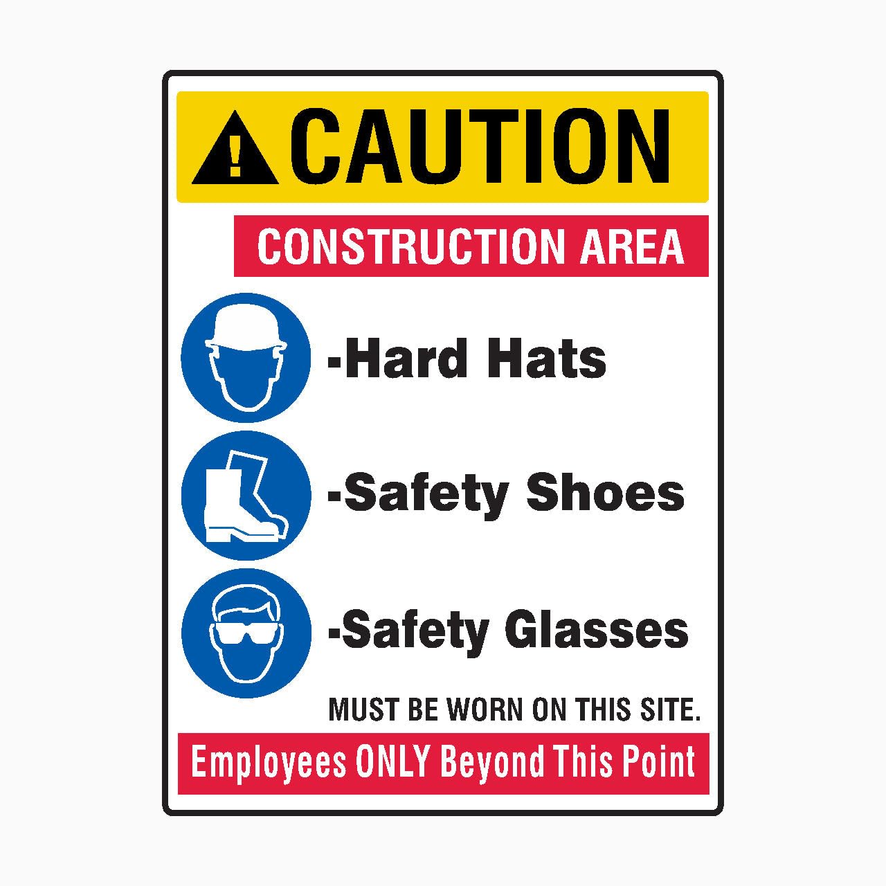 CONSTRUCTION AREA SAFETY Sign, 12x8 Metal Tin Sign, Construction site safety notice.