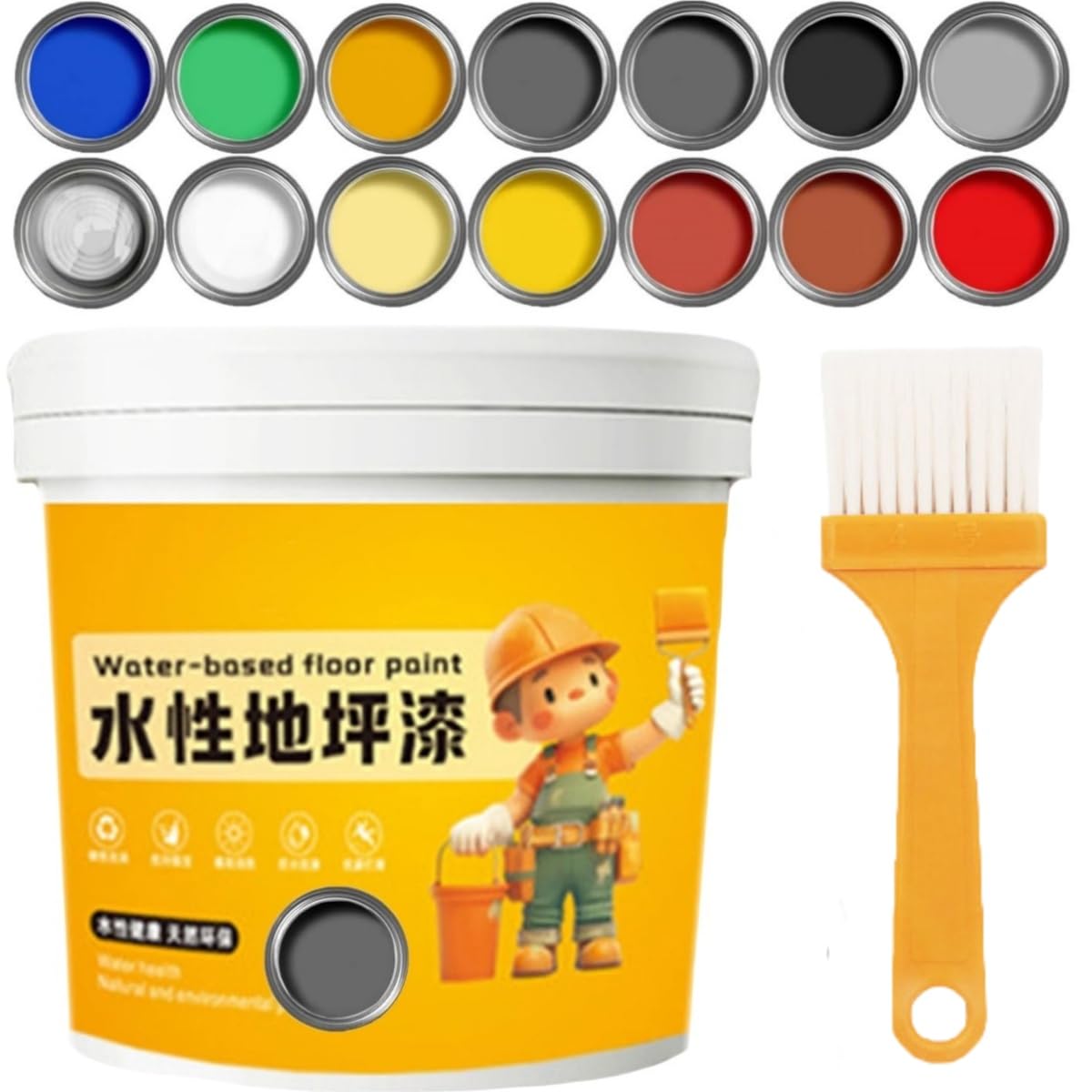 Waterproof Water-Based Epoxy Floor Paint - 2025 New Water-Based Garage Epoxy Flooring Paint, Quick-Dry Anti-Slip Concrete Floor Paints For Interior & Exterior (Dark Gray)