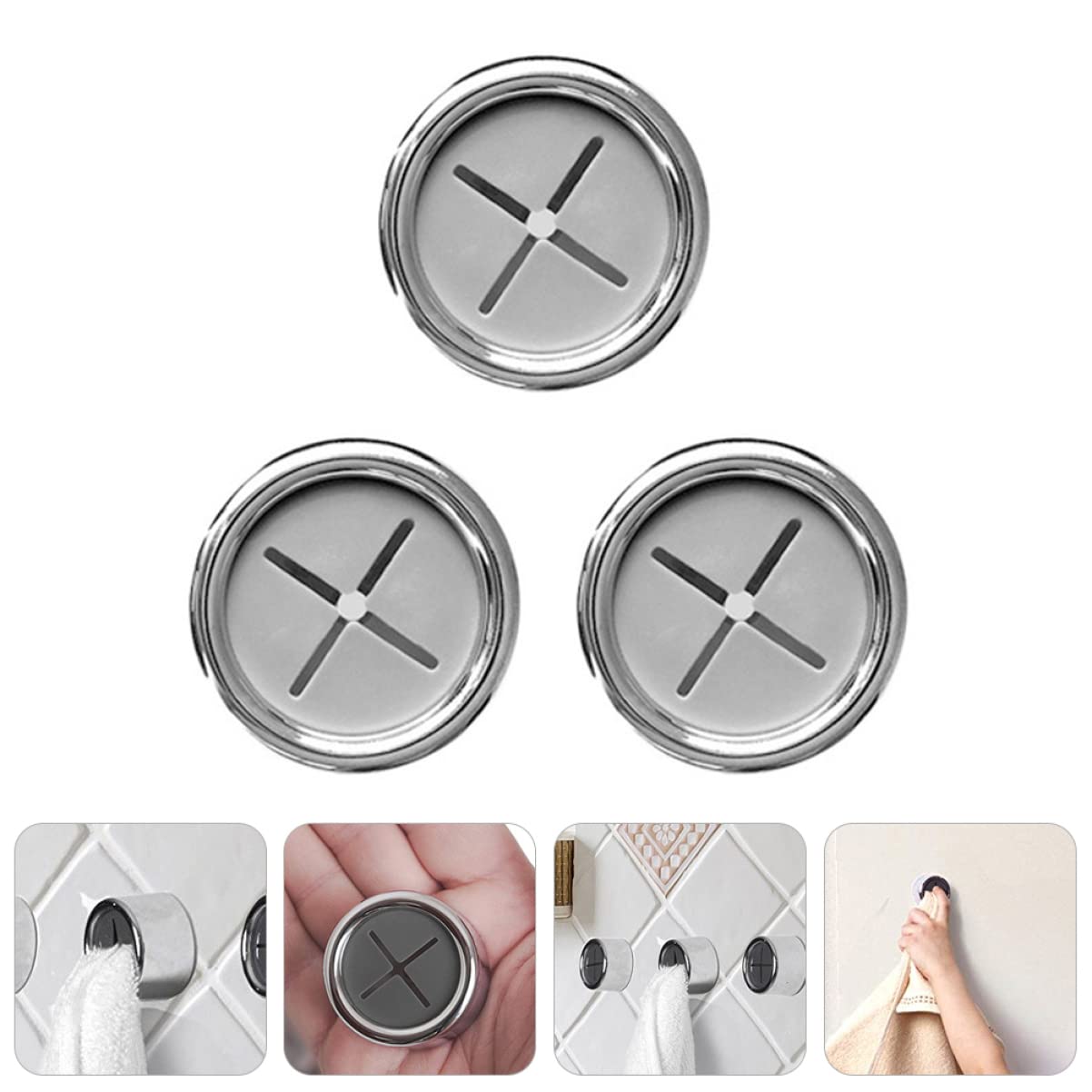 VASDEV 6 Piezas Stcik Robe Cocina Té Baño Redondo ABS Pesado Sin Ganchos Ganchos Trabajo Hogar Autoadhesivo Montaje de perforación Sin Perforaciones para Soportes de Platos Ducha Toalla a