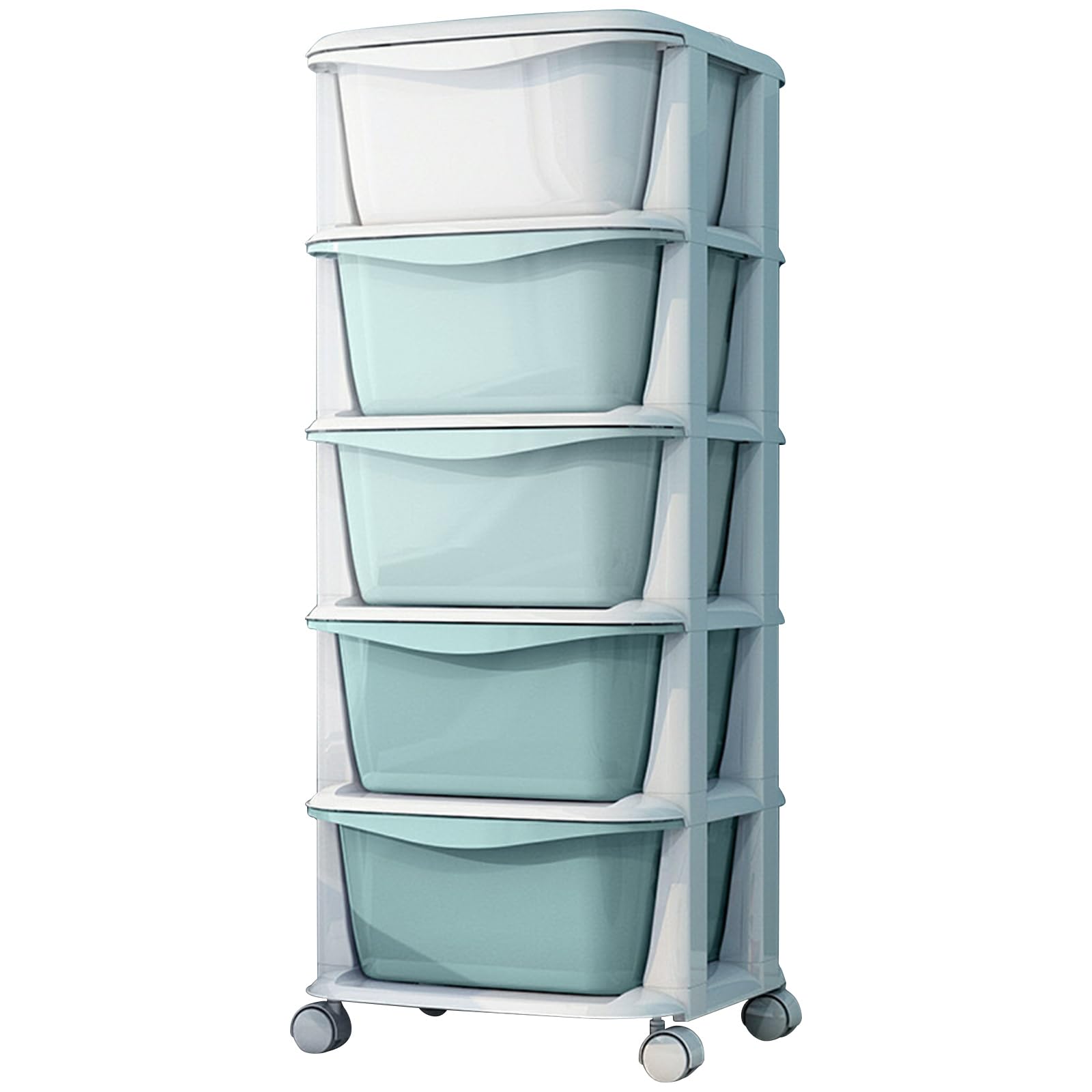 Kids Storage Units with 5 Drawers,5 Tier Plastic Storage Cart with Wheels