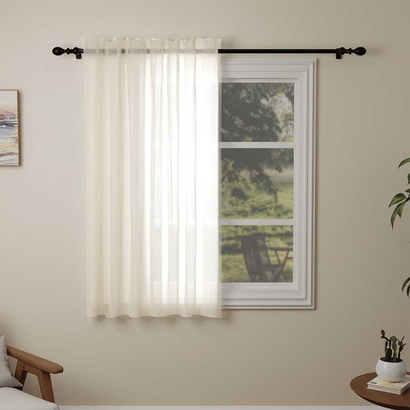 Pacok Beige Voile Curtains