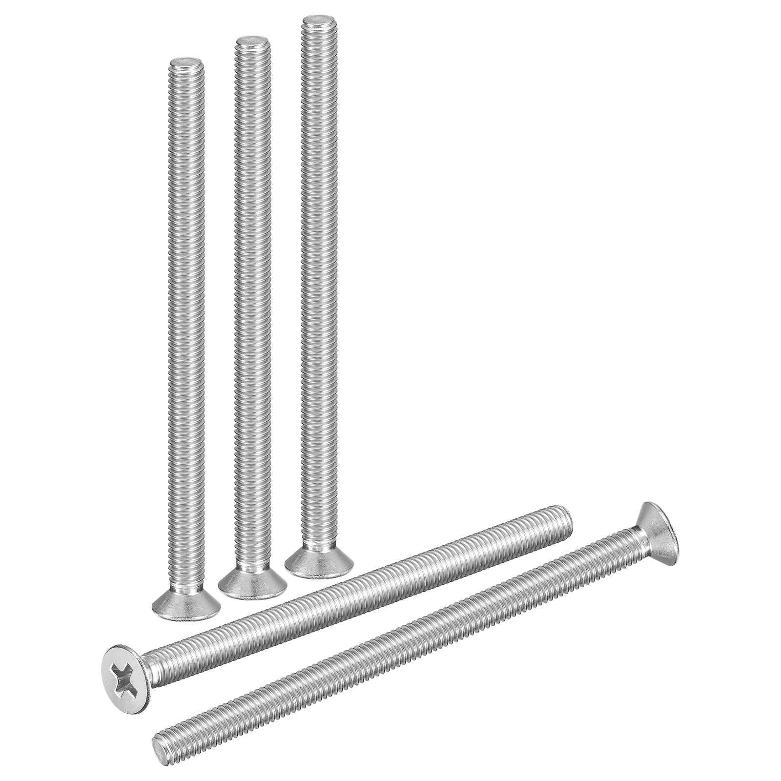DTGN M5-0.8x80 Flat Head Countersunk Machine Screws - 15pcs - Good for Furniture and Machinery - 304 Stainless Steel Phillips Machine Screws Bolts - Silver