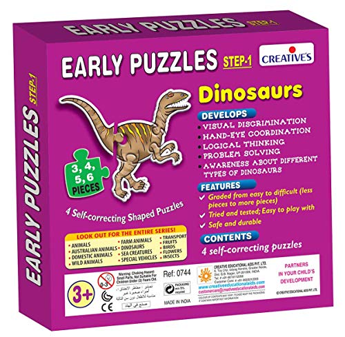 Image of Creative's Early Puzzles Step 1 -Dinosaurs Puzzle | Educational Puzzles Game | Fun to Learn Game | Knowledge of Dinosaurs for 3 & Up Kids