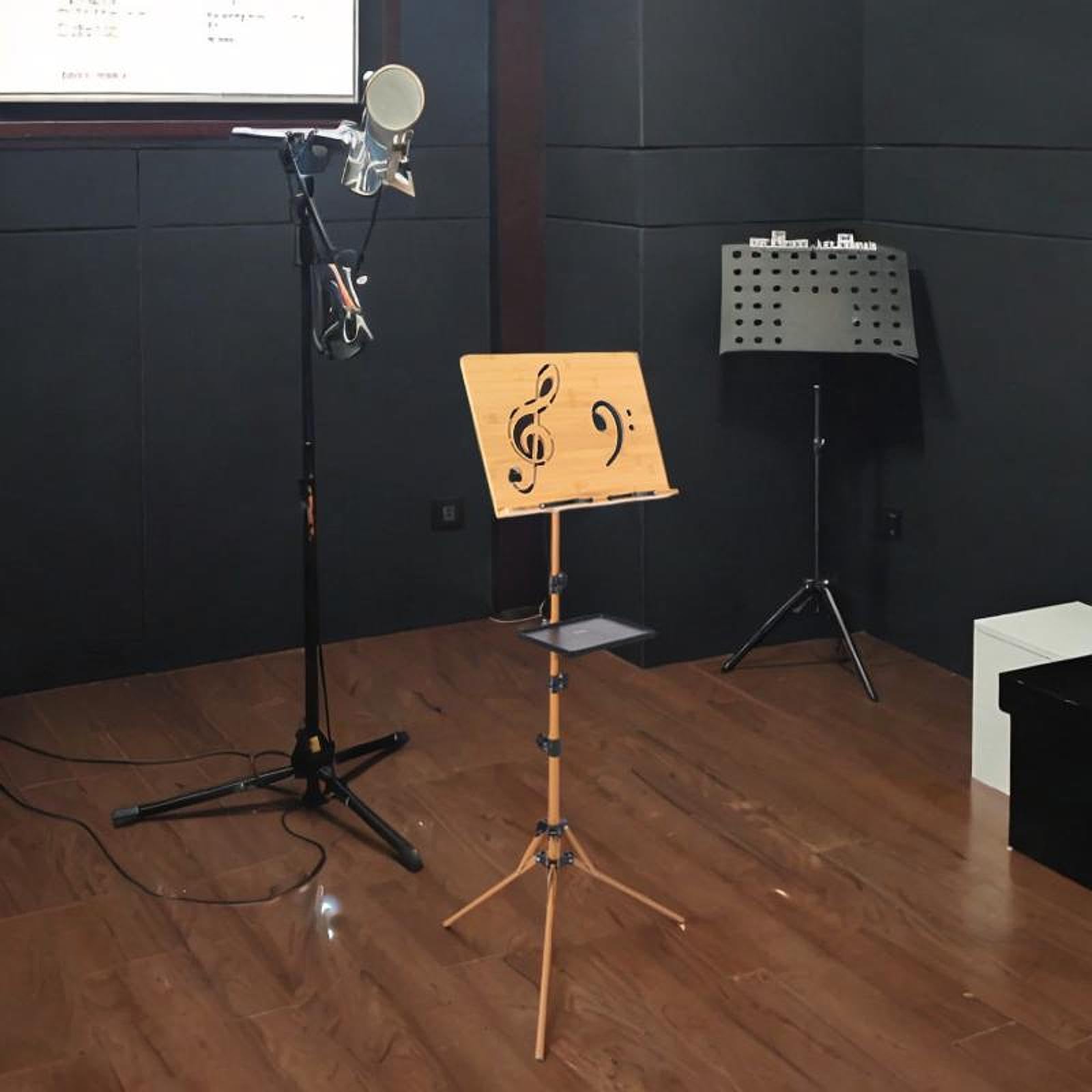 Generic Atril de Música de Madera Plegable con Soporte Ajustable de Altura Y Ángulo Resistente para Partituras Adecuado para Músicos Profesionales Y, con Clip para Teléfono con Bandeja