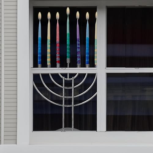 Miniatura 9 de Velas de Hanukkah sin goteo Velas de Janucá esmeriladas azules y verde azulado a granel paquete de 45 Menorá de tamaño estándar de cera de alta