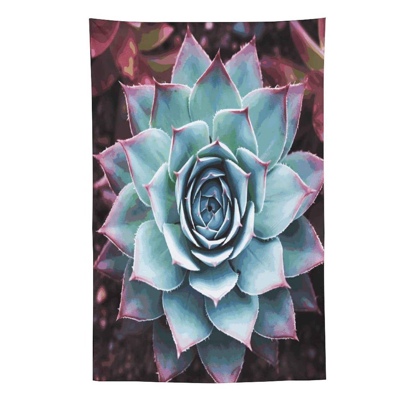 MUSM Succulent Plant Tapestry with Installation Kit Personalized Wall Tapestry Aesthetic Tapestries Backdrop Banner Wall Art Hanging Decor for Home Picnic Beach Blanket 60"x90"