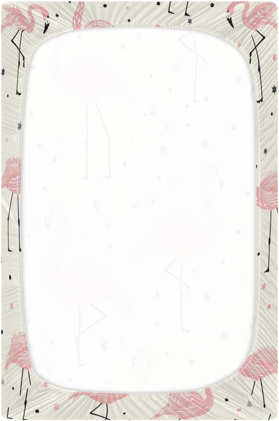 Summer Pink Flamingo Crib Sheets Stretchy Portable Sheets for Baby Toddler Breathable Soft Crib Mattress Sheet for Girls Boys