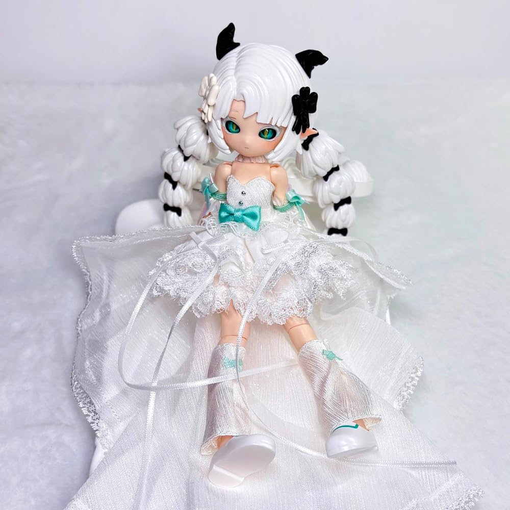 niannyyhouse BJD Blindbox-Figur, Maßstab 1:12, Ballgelenkpuppe mit Kleidung, Pilzmädchen-Serie, bewegliche Sammelfigur, Anzieh-Actionfigur (6 Stück)