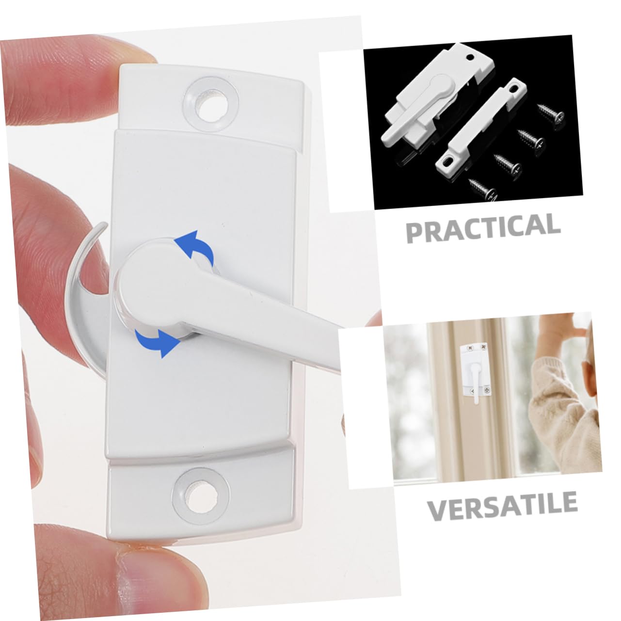 Lurrose 10 Ensembles Accessoires de verrouillage croissant serrures de fenêtre pour enfants serrures de fenêtre en vinyle de de remplacement Alliage de zinc blanche
