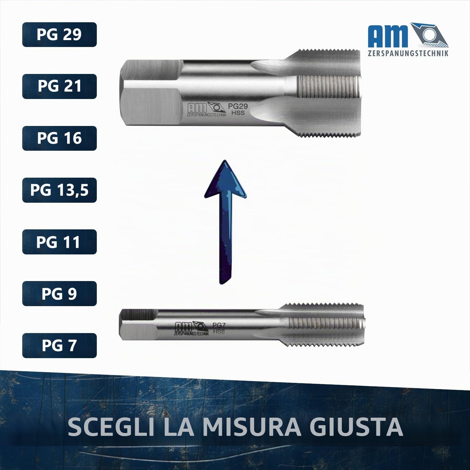 Maschio filettato PG | filettatura per tubo corazzato PG11 | Maschio filettato HSS | DIN 40432 PG | Maschio filettato HSS – PG 11