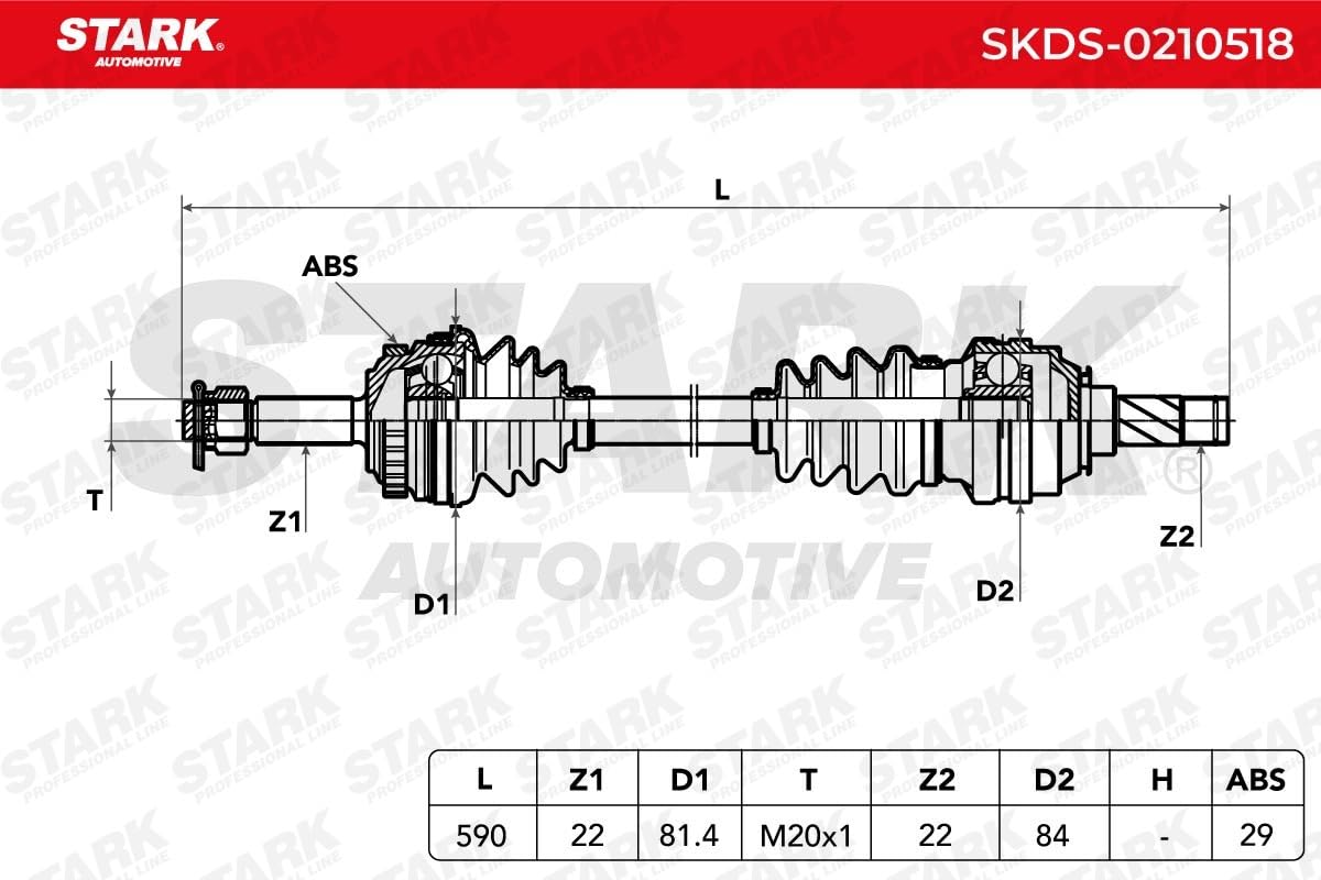 Wał Napędowy STARK SKDS-0210518 przedni lewy Kompatybilny z VAUXHALL Meriva Mk I A X03, OPEL Astra F CC T92 Meriva A X03