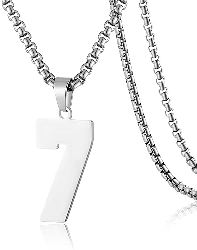 SKQIR Number Necklace for Men Black Baseball Jersey Number Pendant for Boys Athletes Number Chain Pandent for Boys Sport Stainless Steel necklace