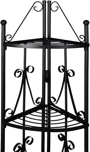 Miniatura 3 de Soporte para plantas, soporte alto para plantas de interior, estante esquinero negro de 14.2 x 23.6 pulgadas