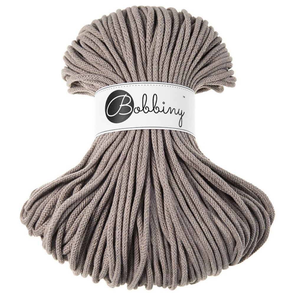 Bobbiny Premium 5mm Braided Macrame Cord (Coffee) 108yds/330ft (100% Recycled Cotton)