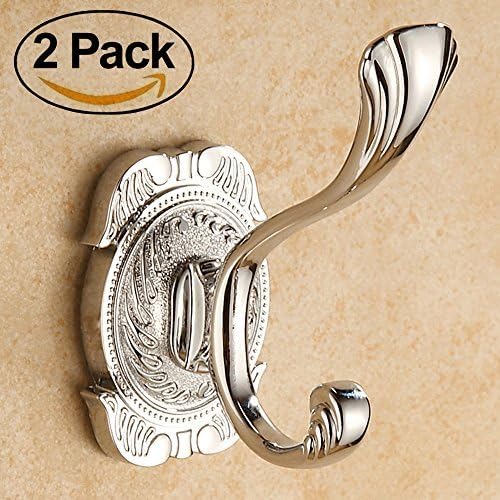Clavi Bath Towel Hooks for Bathroom Heavy Duty Chrome Wall Mounted Decorative Coat Hooks Hanger for Hanging, 2PCS/Pack (Silver)