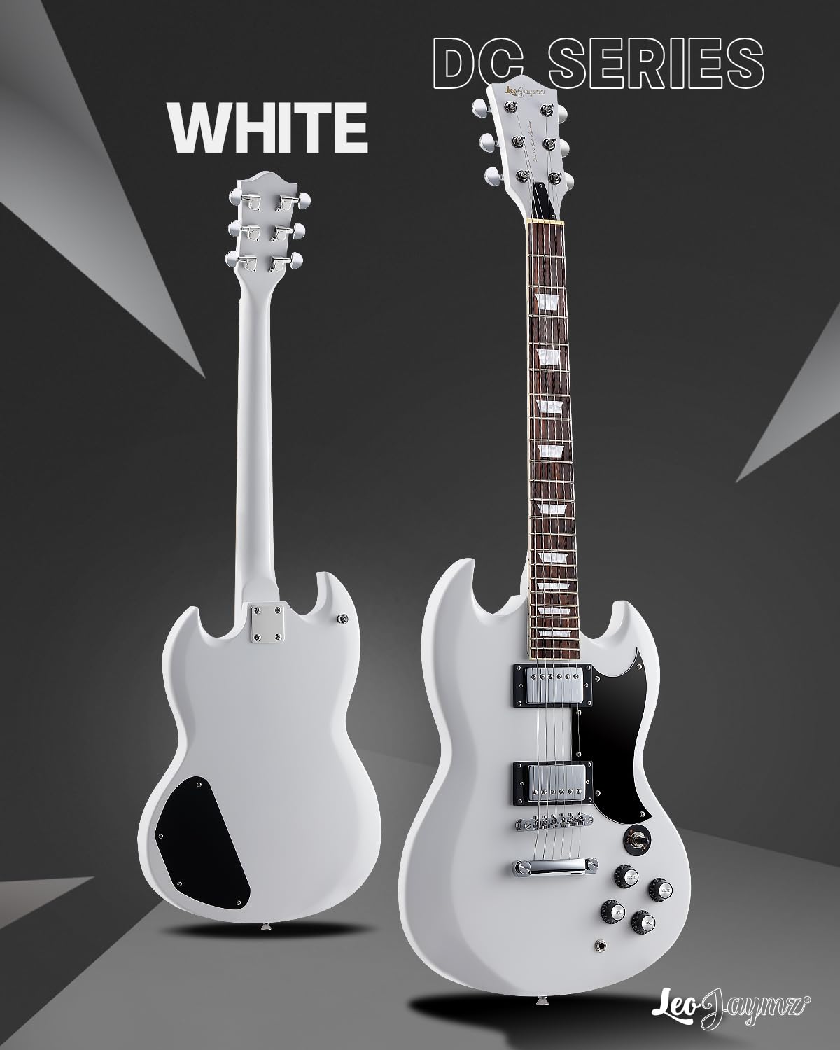 Leo Jaymz 39 Inch Solid Body Electric Guitar - Poplar Wood Body?Maple Neck and Laurel Wood Fretboard (White)
