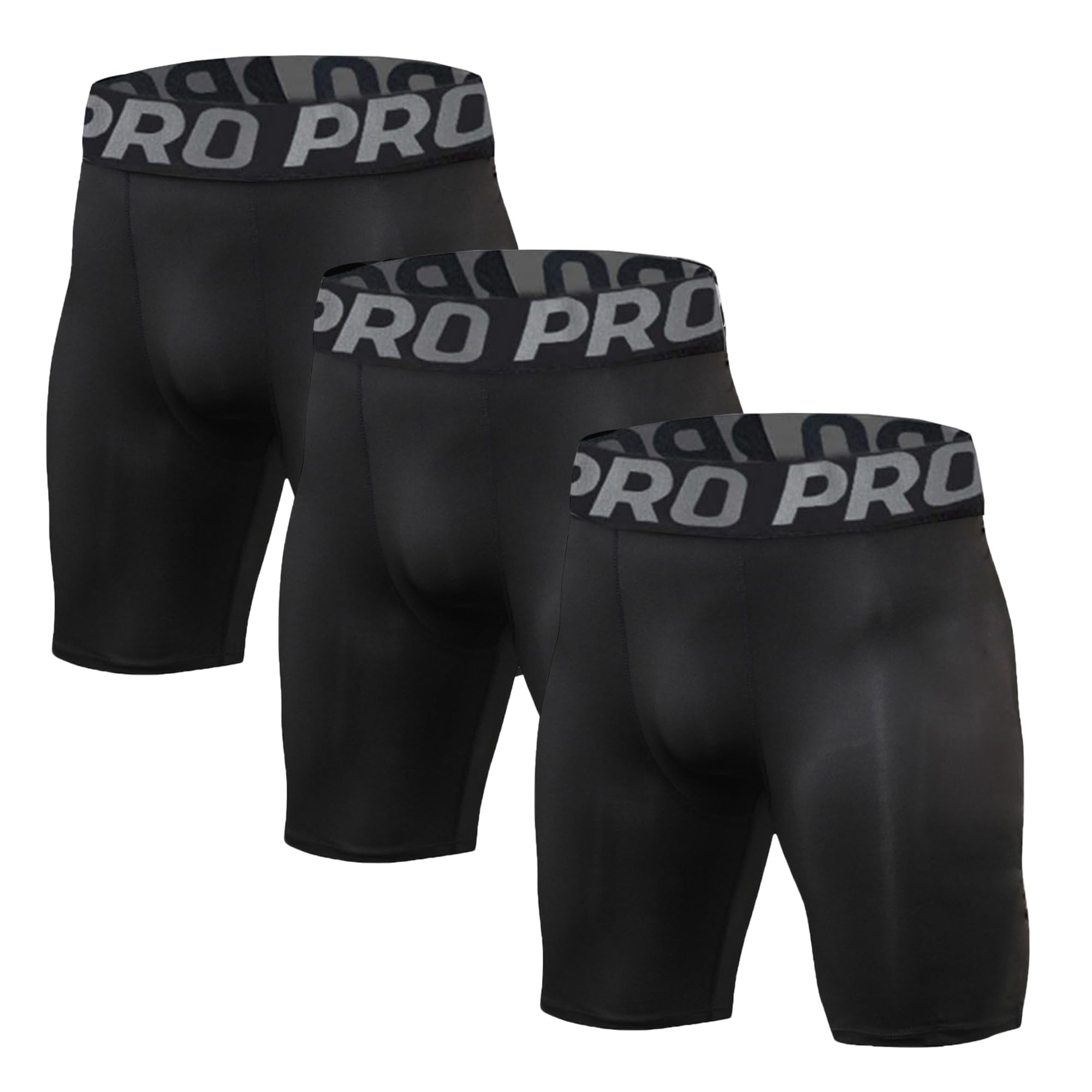 Lot de 3 Short de Compression Homme Short Running Homme à Séchage Rapide et Respirant Short de Sport Ajusté Anti Frottement Fitness Court Collant
