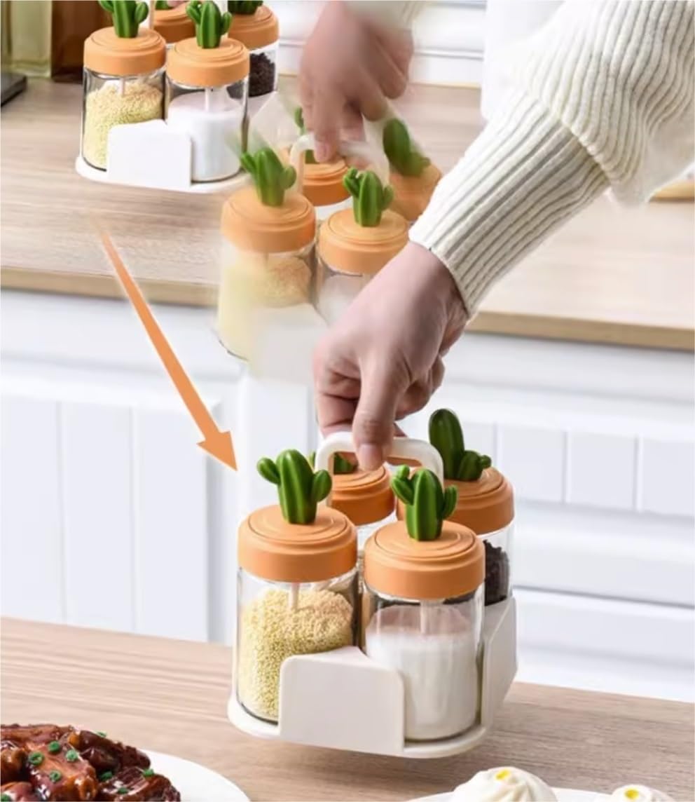 Zestaw pojemników na przyprawy w kształcie kaktusa, pudełko kuchenne, przezroczysty szklany słoik, zestaw do butelek domowych, zestaw do przypraw(4pcs)