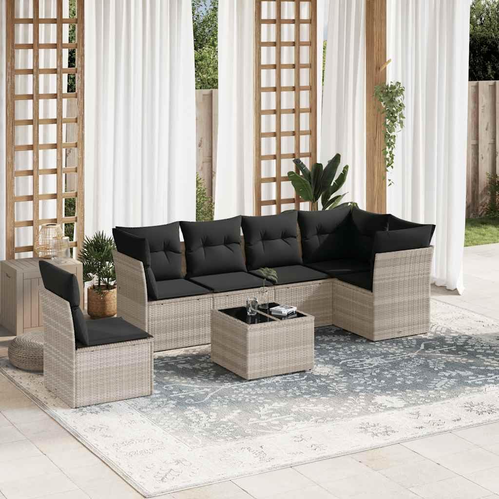 Salon de jardin résine tressée Solivagant 7 pcs pour terrasse sans entretien