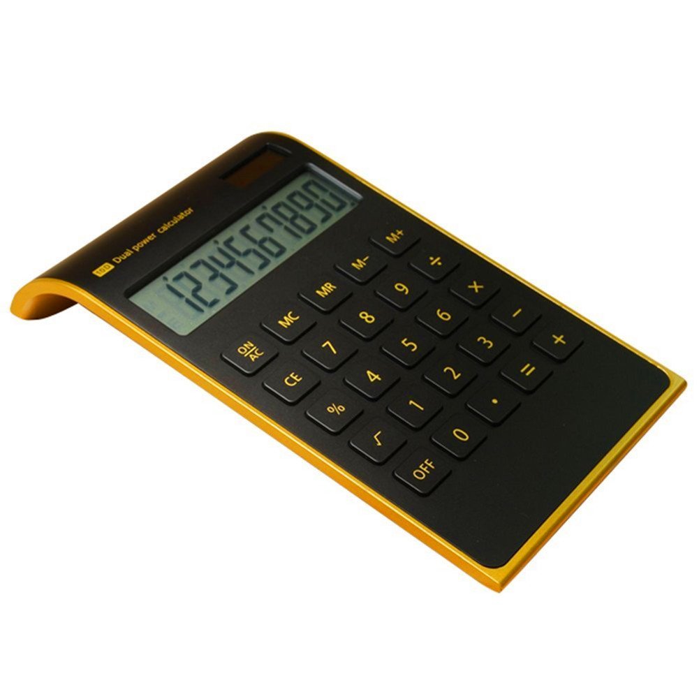 yescool Calculator Slim Elegant Design Office Home Electronics Dual Powered Desktop Calculator Solar Power 10 Digits Tilted LCD