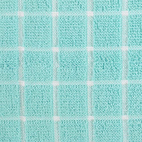DII 100% Cotton, Machine Washable, Ultra Absorbant, Basic Everyday 12 x 12 Terry Kitchen Dish Cloths, Windowpane Design, Set of 6- Aqua - Image 3