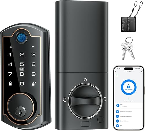 Miniatura 8 de Smart Lock ST380, Wi-Fi integrado, cerradura de puerta de entrada sin llave de huellas dactilares, cerrojo de seguridad para puerta delantera,