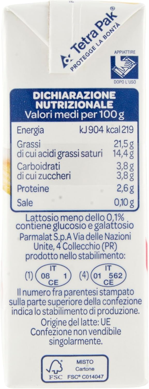 Parmalat Chef Panna Senza Lattosio, Laktosefreie Kochcreme Glutenfrei 3x (3x 125ml) Sauce zum Kochen + italian Gourmet polpa 400g