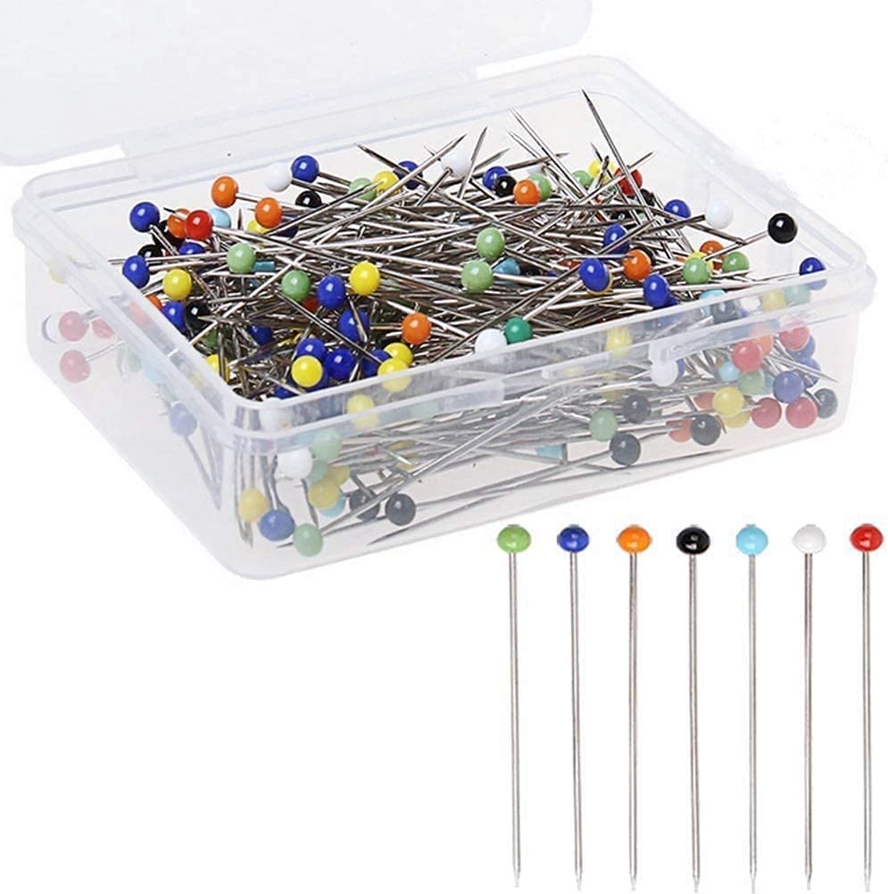 Bonnin Multicolor Sewing Pins Pearl Head Sewing Pins Straight Pins Dressmaking Pins Dressmaking Sewing Pins Colored Heads Quilting Pins Fabric Pins Dress Making Pins Glass Head Pins 200Pcs 38Mm Long