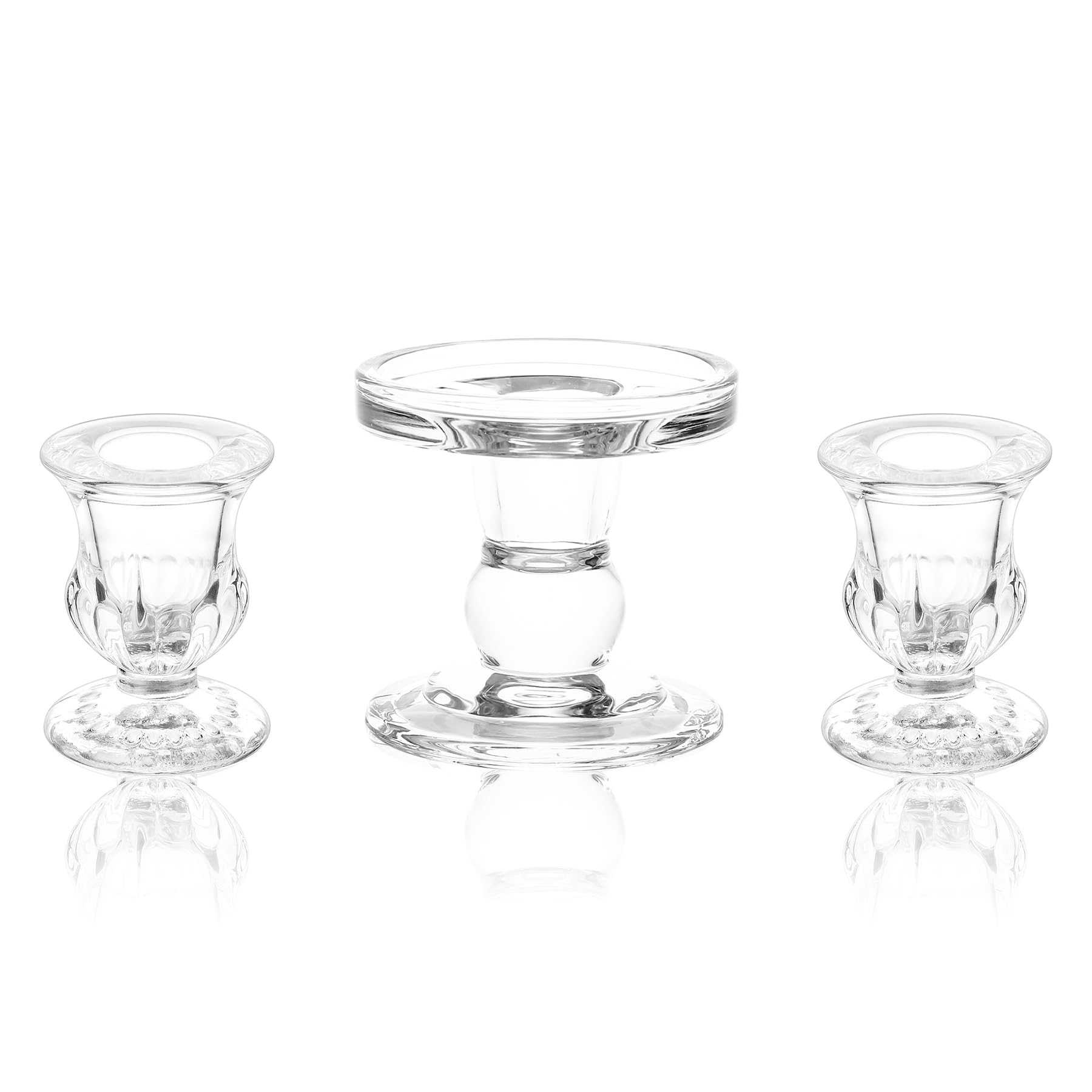 Unity Candle Holder - Glass Candle Holder for Pillar Candle and Taper Candle, Clear Unity Candle Holder Set of 3, Decorative Candlestick Holder Glass Candle Stand for Wedding Table Centerpiece Dinning