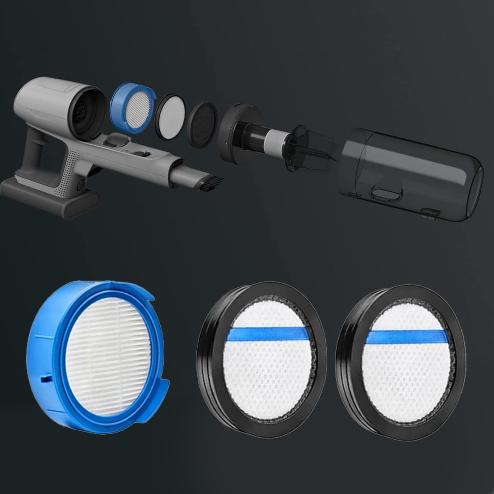 ASKW4 Filterset Performance Kit accessoires voor AEG stofzuiger, voor AEG 8000 / ASKW4 ESKW4 FX8 AZE156 accu-stofzuiger HEPA vervangingsfilter reserveonderdelen wasbaar (7 stuks