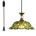 Plug in Gold Pendant Light Kitchen Ceiling Pendant Lighting Fixtures with Cord Switch Vintage Hanging Lamp for Dining Ta