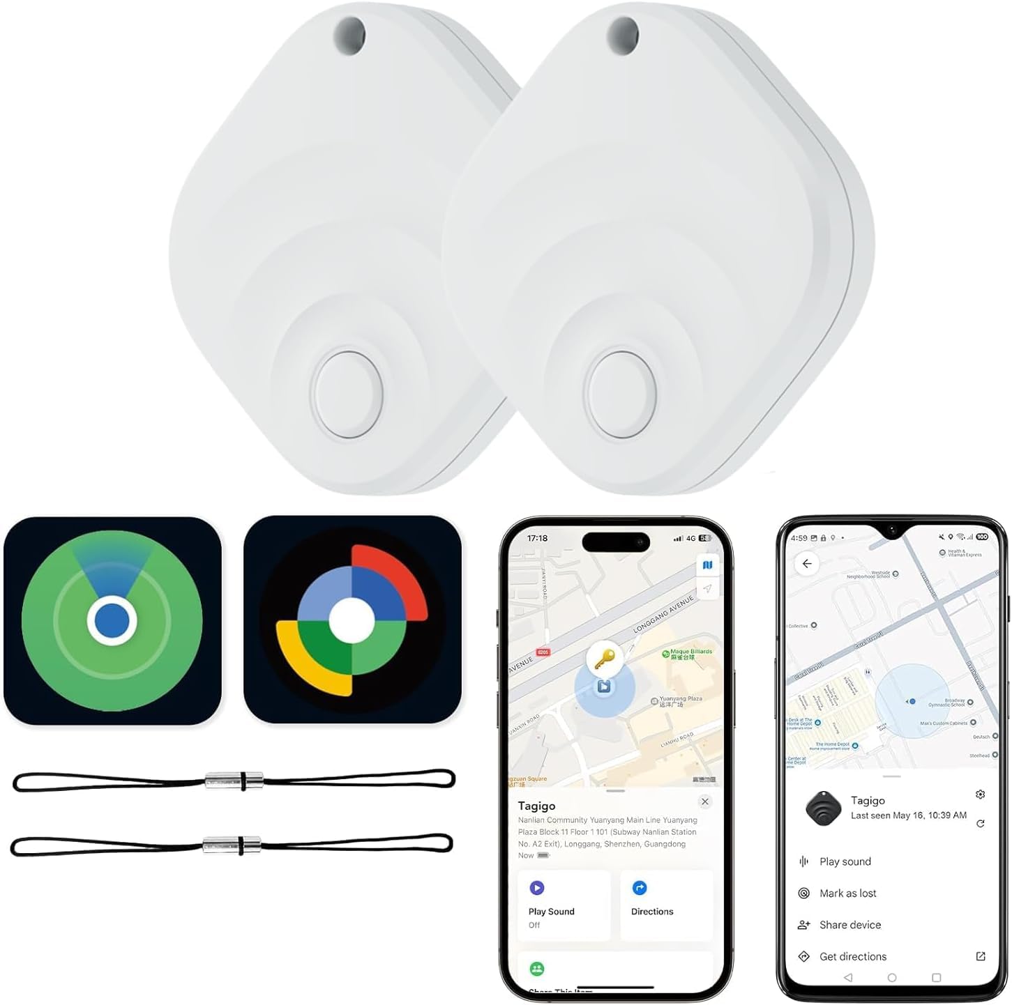 2026 Air Tracker Etiquetas Localizador de artículos para Android y iOS Bluetooth Tracker Etiquetas Inteligentes Compatibles con Apple Find My (iOS) y Google Find Hub (Android) Negro (Paquete de 1)