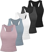 Dalavch 5 Pack Women's Racerback Crop Tank Tops - Ultra Soft Spandex Yoga Gym Running Athletic Workout Tops