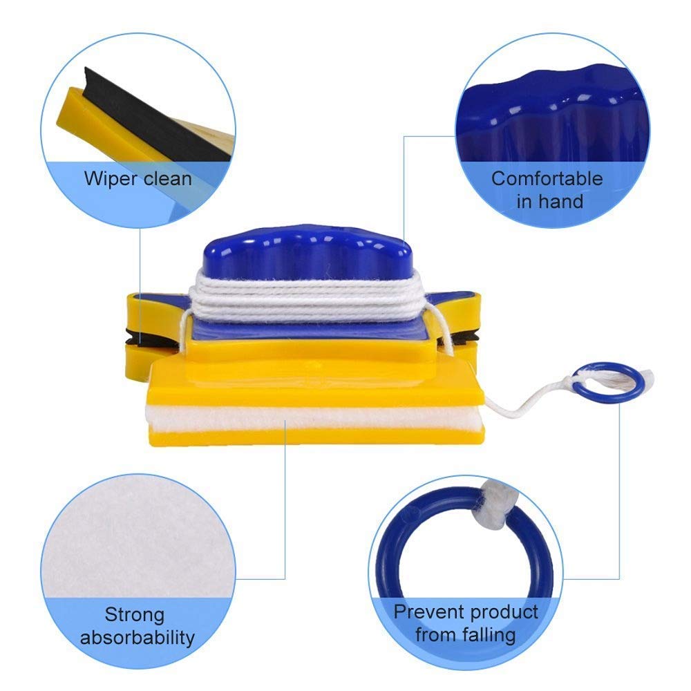 FLOITTUY Magnetic Window Glass Cleaner | Doublefaced Glass Cleaner | Double-Side Glazed Two Sided Wiper With 2 Extra Cleaning Cotton Squeegee Washing Equipment Household Magnet 3