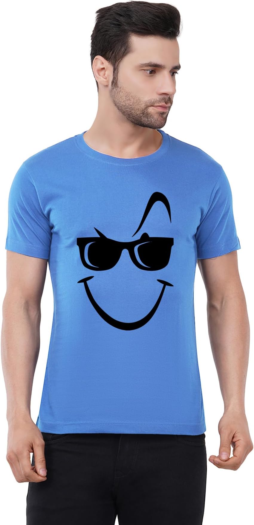 Caseria Men's Cotton Printed T-Shirt -Glare Smile | 100% Cotton | Half Sleeves | Regular Fit | Printed | Round Neck | Graphic T Shirt