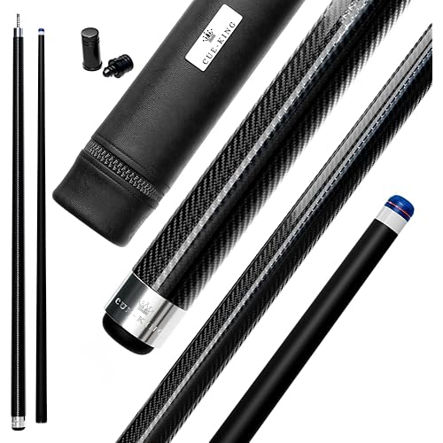 Pool Cue Military-Grade Carbon Fibre 58” 18oz 2 Piece with 12.5mm Premium Tip Finished in Gloss Exposed Carbon Fibre, Professional Pool Cue