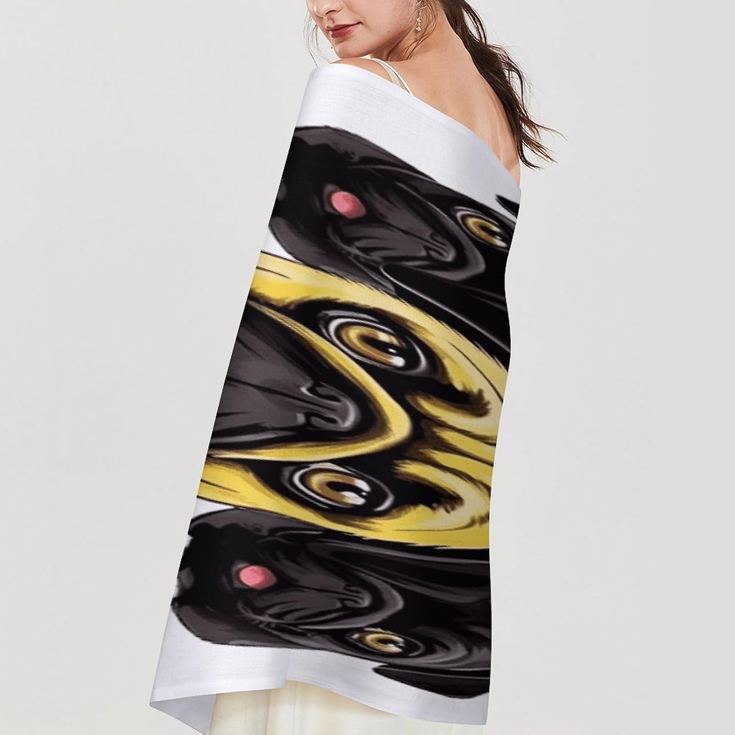 Black Yellow Pug Winter Scarf for Women Soft Tassel Scarves Oversized Wraps Long Shawl Cold Weather Thick Blanket Scarfs
