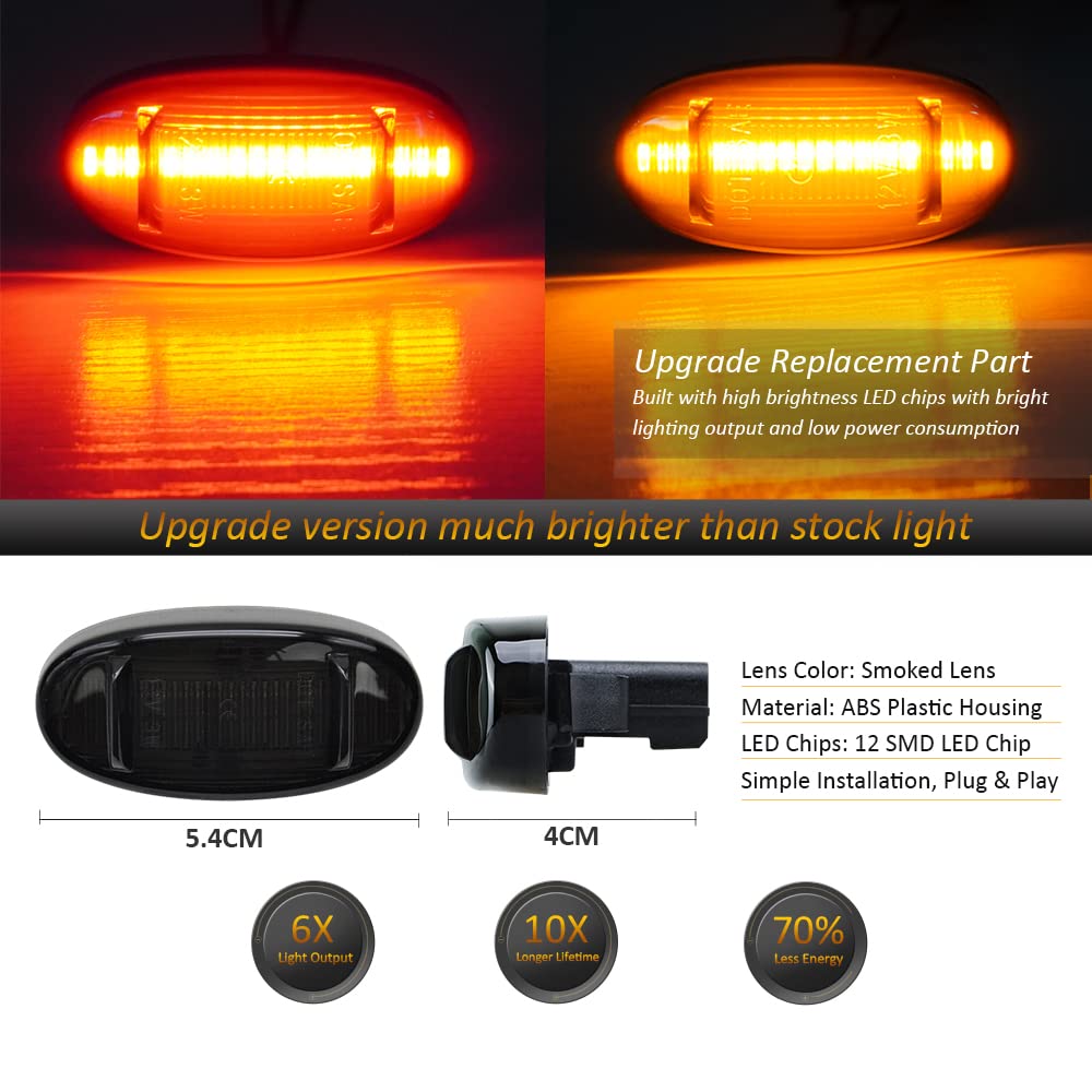 D-Lumina Luces Marcadoras De Cabina De Techo Con Lente ámbar Para Fo-rd F150 F250 F350 1973-1997