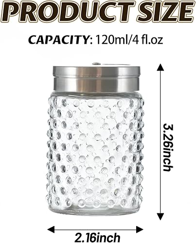 Miniatura 2 de Paquete de 2 saleros y pimenteros de vidrio con agujeros de vertido ajustables, dispensadores de especias recargables de 4.1 fl oz para Himalaya,