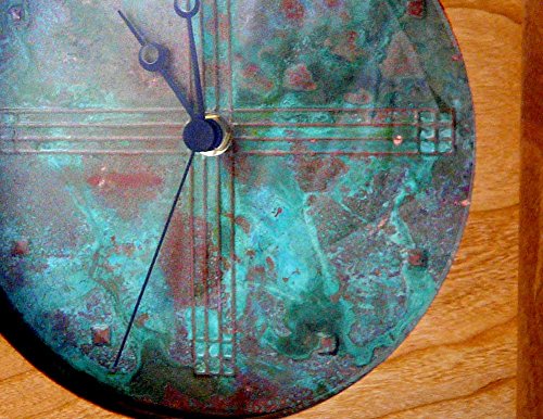 Modern Artisans Prairie Style Mantel/Shelf Clock With Copper Face And Pendulum, Handcrafted American Cherry Wood, 12" #TOP4