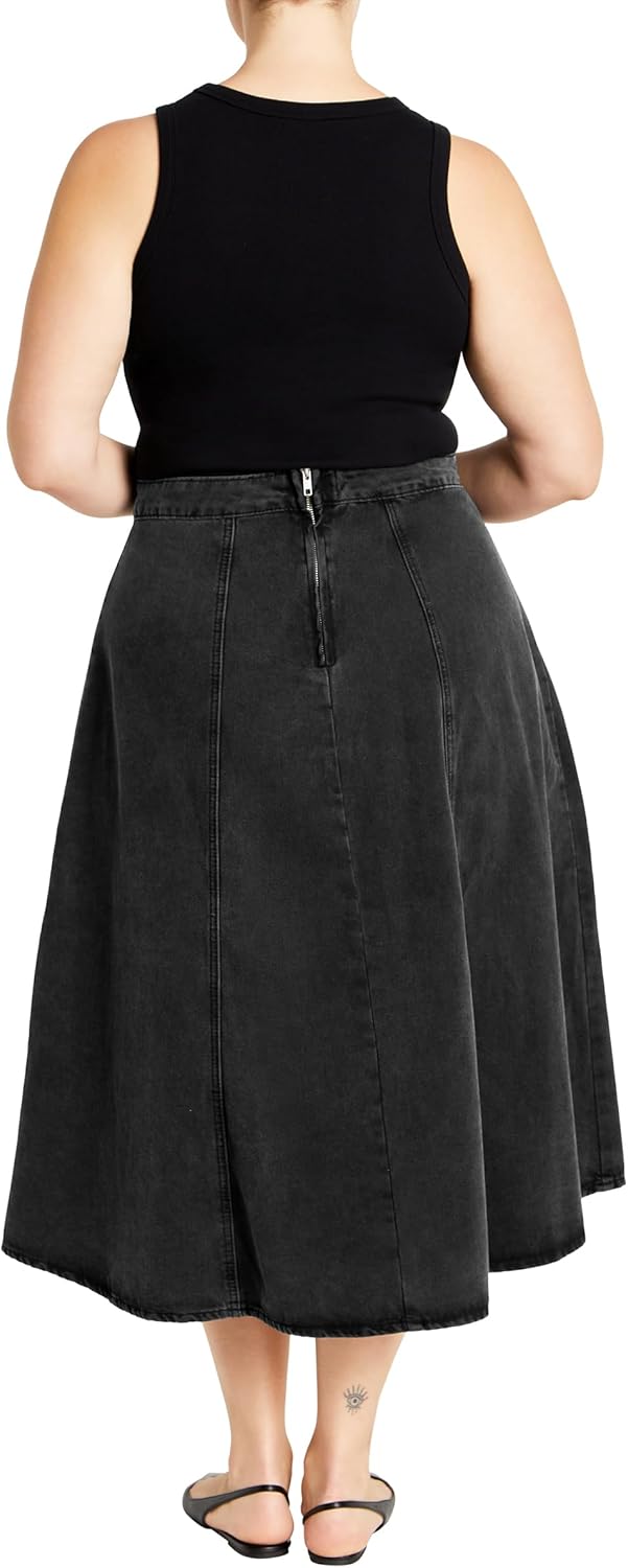 City Chic Women's Plus Size Skirt Denim Hi Lo - Image 2