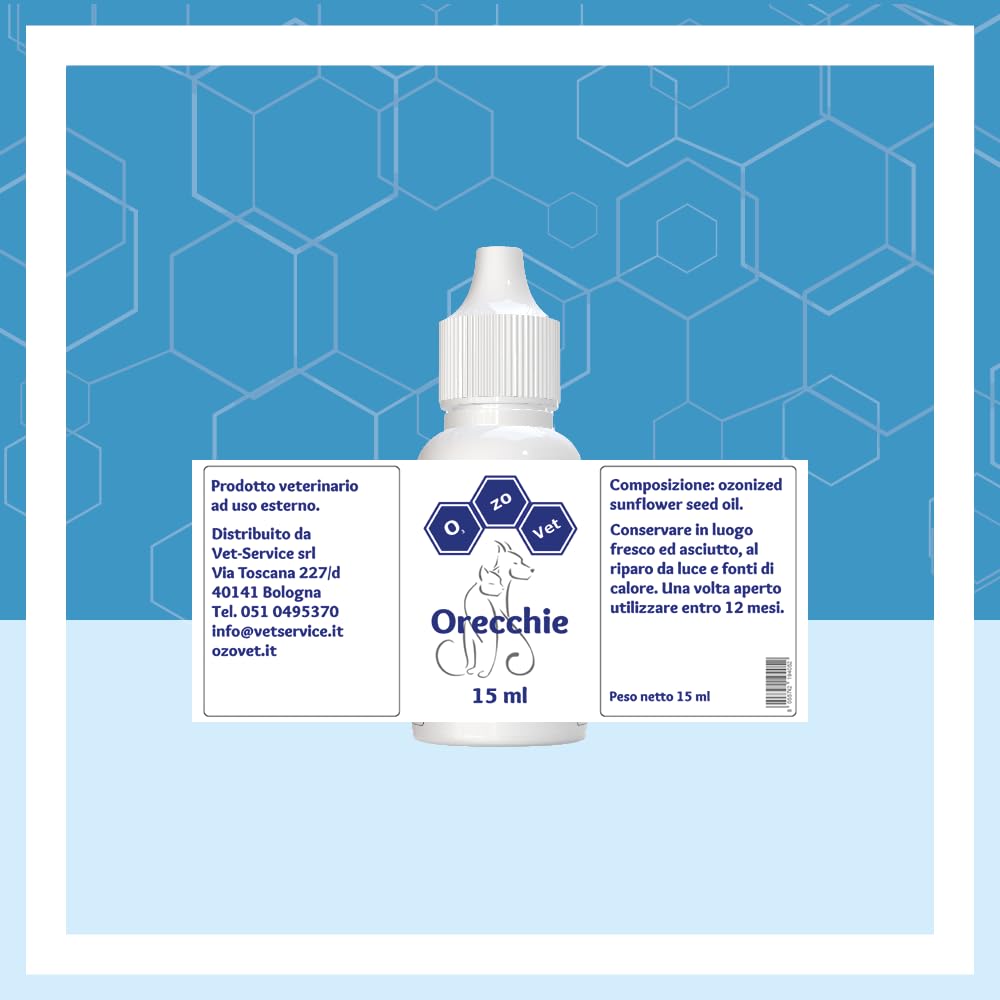 Ozo-Vet |Orecchie Cane 15ml – Contro Otiti Acute e Croniche di Origine Allergica, Batterica e Micotica