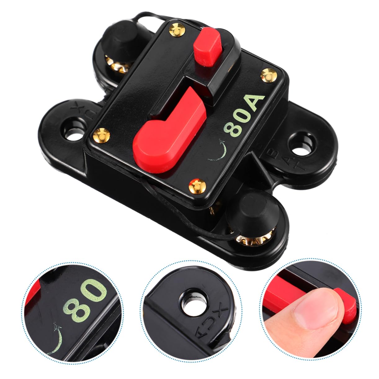 PartyKindom 3 Pièces Porte-fusible Fusible Du Disjoncteur Voiture Disjoncteur Automatique Manuel e Anl Mini-es Réinitialiser Le Alliage Black