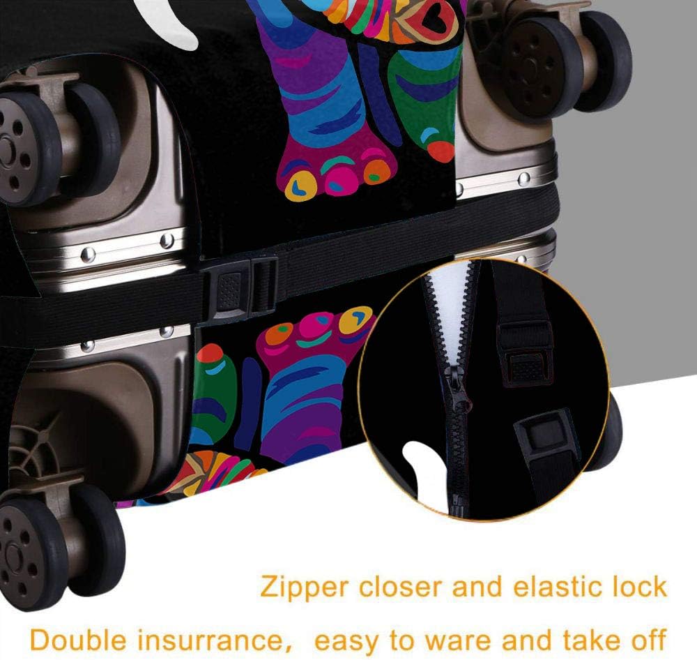 review Moslion Elephant Suitcase Protector Rainbow Bright Color African Safari Animal Elephants Ivory Travel Luggage Covers Baggage XL Fit for 29-32 Inch Suitcase